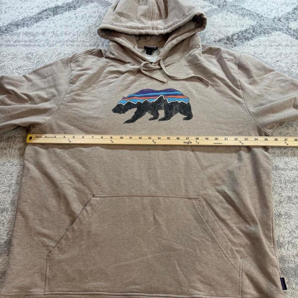 Patagonia Hoodie Mens Medium Tan Fitz Roy Bear Midweight Organic Cotton Stretch - Picture 4 of 5